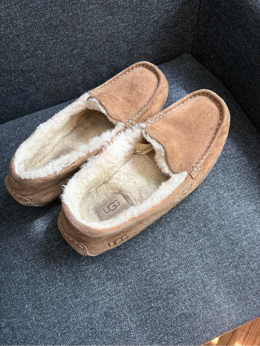 UGG Woman’s Chestnut Suede Shearling-Lined Moccasin Loafers